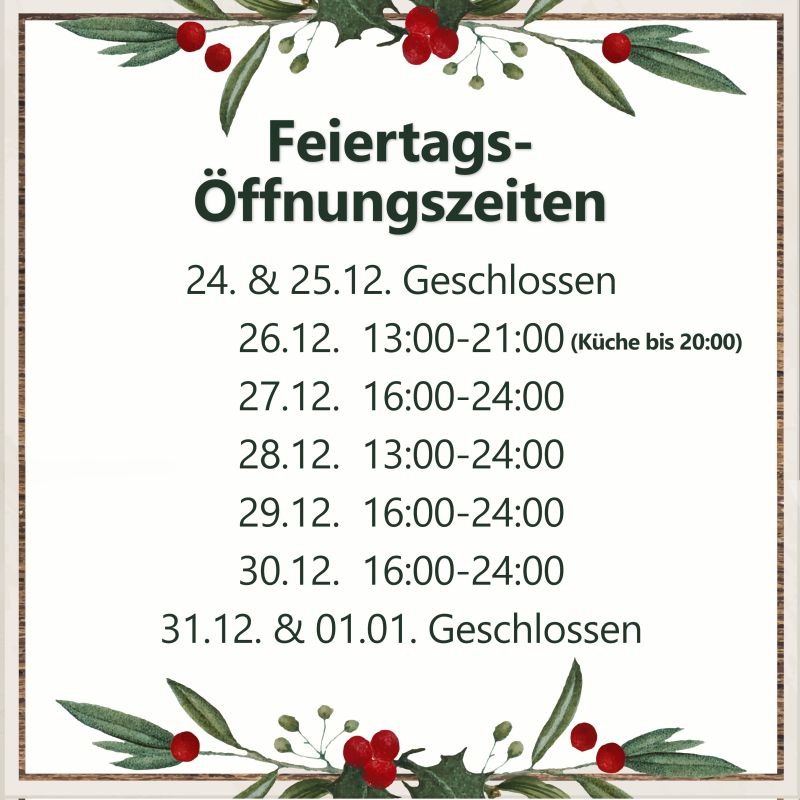 FeiertagÖffnungszeiten
