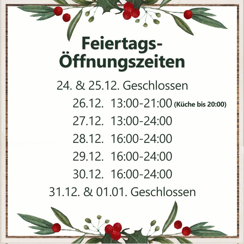 Feiertags-Öffnungszeiten
